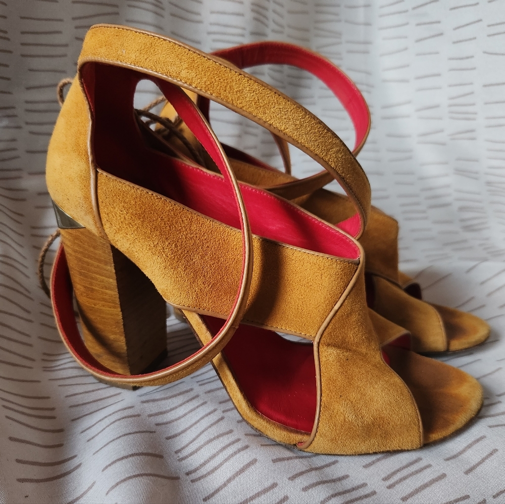 Vintage Pura Lopez Block Suede Heels